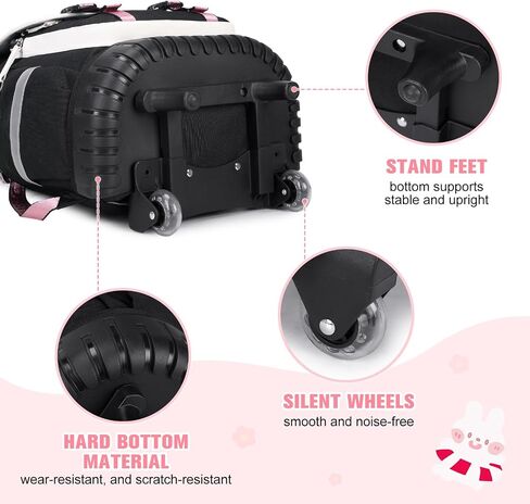 حقائب الظهر Bevalsa Rolling for Girls ، 3pcs Roller School Backpacks with Box Box & Pen Case ، Book Bookbag Schoolbag with Wheels for teen girl refctergarten school middle school in Kuwait