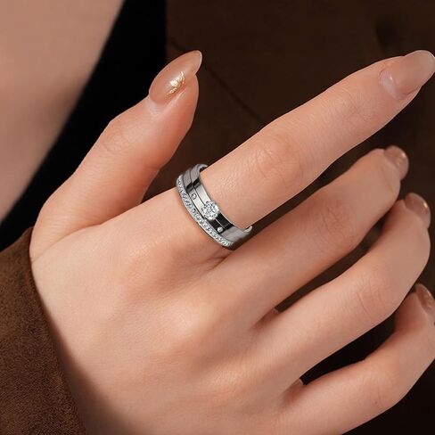 Rings for Women, Gold Rings with Heart Round Cubic Zirconia Moissanite Ring 3 in 1 Set 18K Gold Plated Stainless Steel Stackable Rings for Women Size 5-10 in Kuwait
