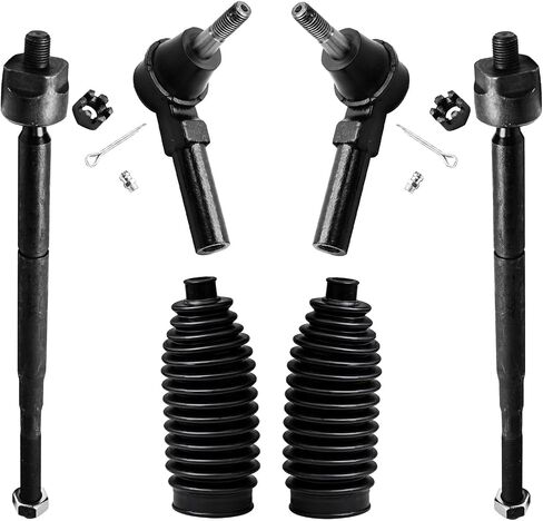 Detroit Axle - Front 6pc Tie Rods Kit for Chevrolet Cobalt HHR Pontiac G5 Pursuit Saturn Ion, 4 Outer & Inner Tie Rod Ends 2 Boots Replacement in Saudi Arabia