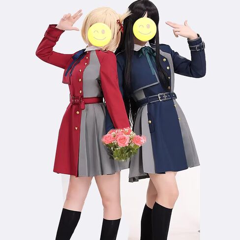 Lycoris Recoil Cosplay Nishikigi Chisato Costume with Wig Halloween Red Dress Usiform Set in Kuwait
