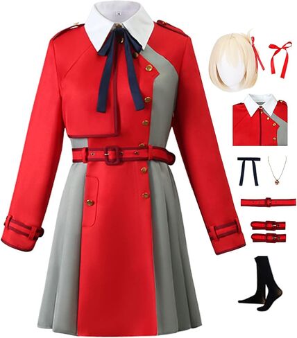 Lycoris Recoil Cosplay Nishikigi Chisato Costume with Wig Halloween Red Dress Usiform Set in Kuwait