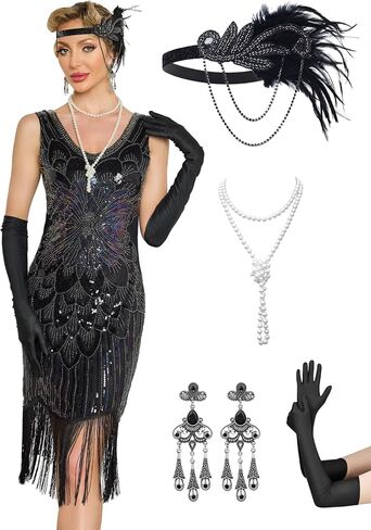 1920s Vintage Peacock Flapper Dresses Sequin Fringed Dress Roaring 20s Flapper Fancy Dress Gatsby Costume in Kuwait