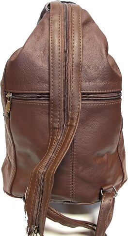 Womens Large Designer Tear Drop Genuine Leather Convertible Backpack Purse Sling Shoulder Bag (Brown) in Saudi Arabia