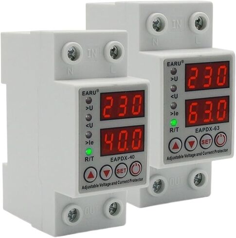 40A 63A 230V DIN RAIL القابلة للتعديل على الجهد وتحت ترحيل حماية الجهد الحماية على الحد الأقصى للحماية الحالية (40A) in Saudi Arabia