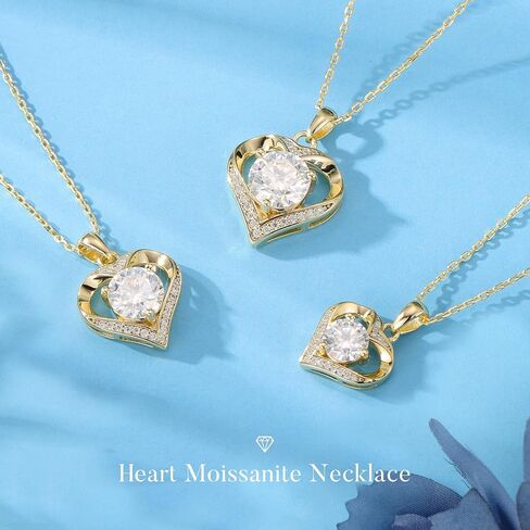 MOOSEA Heart Moissanite Pendant Necklace for Women, 1-3 Carat D Color VVS1 Clarity 925 Sterling Silver Moissanite Necklace, Anniversary Eternity Jewelry Present for Wife, Birthday Gifts for Women in Saudi Arabia