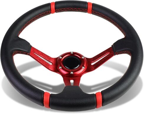 DNA MOTORING 350mm 3" Deep Dish Racing Steering Wheel 6-Bolt 3 Spoke Universal Aluminum Vinyl Leather Car Sport Steering Wheel,Gold Spoke/Gold Stripe, SW-T540-GD-GD in Saudi Arabia