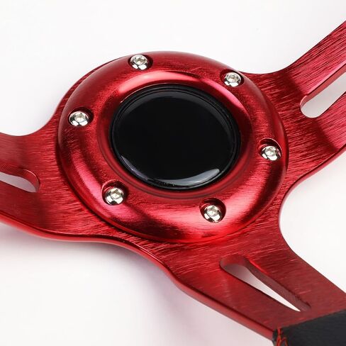 DNA MOTORING 350mm 3" Deep Dish Racing Steering Wheel 6-Bolt 3 Spoke Universal Aluminum Vinyl Leather Car Sport Steering Wheel,Gold Spoke/Gold Stripe, SW-T540-GD-GD in Saudi Arabia