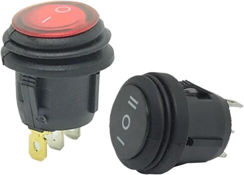 Waterproof Round Rocker Switch 12V220V Red Green Blue Yellow LED Light Rocker Switch 10A 125VAC 6A 250VAC ONOFF Switch(Green,ON-Off_220V Light) in Saudi Arabia