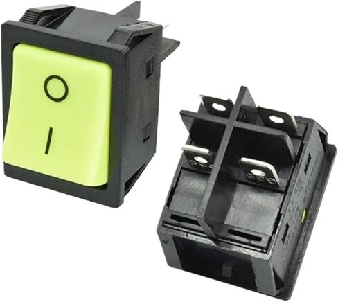 Heavy Duty KCD4-201 Rocker Switch no Light 30A 250VAC ON Off Switch Double Pole Single Throw Green Yellow Black Switch(Black Actuator,30A 250VAC) in Saudi Arabia