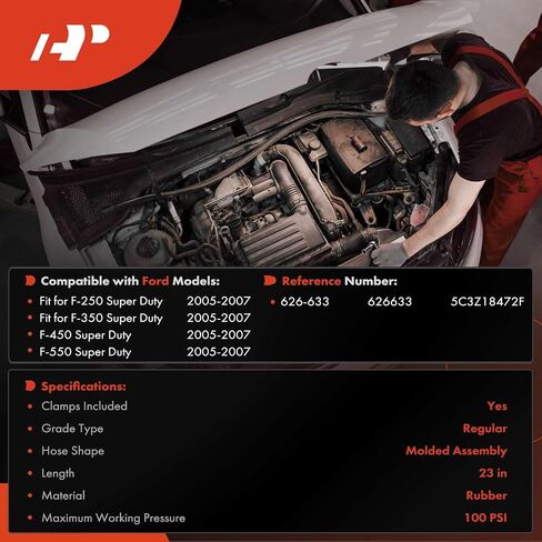 A-Premium Inlet HVAC HOSE HOSE LINE ASSEMBLY مع المشابك المتوافقة مع FORD F-250 F-350 F-450 F-550 Super Duty ، 2005 2006 ، 6.0L in Saudi Arabia