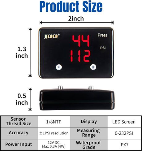 232psi مقياس ضغط الزيت LED DIGATION DISTRANT 12V PRESS MATER KIT مع مستشعر ضغط الزيت لسيارات سيارة شاحنة السيارة in Kuwait