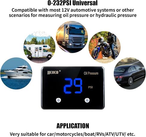 232PSI Oil Pressure Gauge LED Digital Display 12V Press Gauge Meter Kit with Oil Pressure Sensor for Car Truck Vehicle Automotive in Kuwait