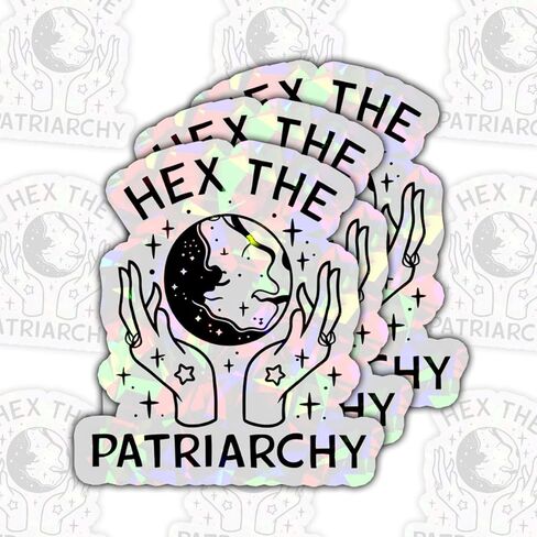 (3pcs) Hex The Patriarchy Waterproof Glossy Sticker, Feminist Sticker, Witchy Sticker, Occult Sticker, Halloween Sticker, Moon Sticker Gift for Laptop Water Bottle Phone Window Helmet Decal Gift in Kuwait