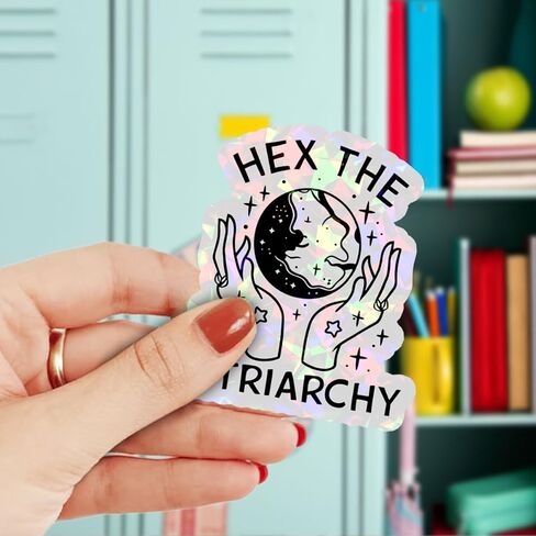 (3pcs) Hex The Patriarchy Waterproof Glossy Sticker, Feminist Sticker, Witchy Sticker, Occult Sticker, Halloween Sticker, Moon Sticker Gift for Laptop Water Bottle Phone Window Helmet Decal Gift in Kuwait