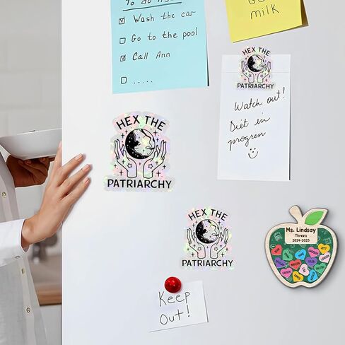 (3pcs) Hex The Patriarchy Waterproof Glossy Sticker, Feminist Sticker, Witchy Sticker, Occult Sticker, Halloween Sticker, Moon Sticker Gift for Laptop Water Bottle Phone Window Helmet Decal Gift in Kuwait