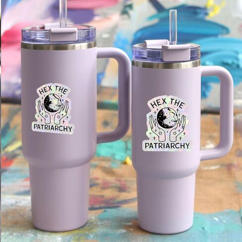 (3pcs) Hex The Patriarchy Waterproof Glossy Sticker, Feminist Sticker, Witchy Sticker, Occult Sticker, Halloween Sticker, Moon Sticker Gift for Laptop Water Bottle Phone Window Helmet Decal Gift in Kuwait