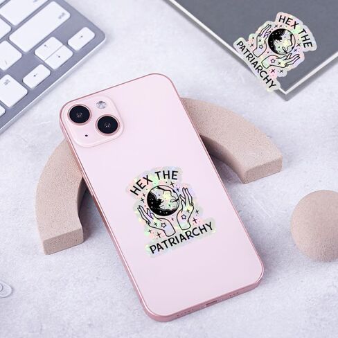 (3pcs) Hex The Patriarchy Waterproof Glossy Sticker, Feminist Sticker, Witchy Sticker, Occult Sticker, Halloween Sticker, Moon Sticker Gift for Laptop Water Bottle Phone Window Helmet Decal Gift in Kuwait