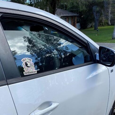 (3pcs) Hex The Patriarchy Waterproof Glossy Sticker, Feminist Sticker, Witchy Sticker, Occult Sticker, Halloween Sticker, Moon Sticker Gift for Laptop Water Bottle Phone Window Helmet Decal Gift in Kuwait