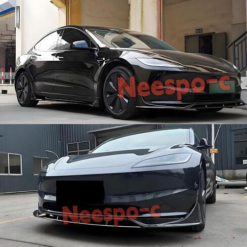 Front Bumper Lip Splitter Spoiler Compatible with Tesla New Model 3 Highland 2024 2025 Gloss Black 4-Pieces Sporty Style Accessories Air Chin Body Kit in Saudi Arabia