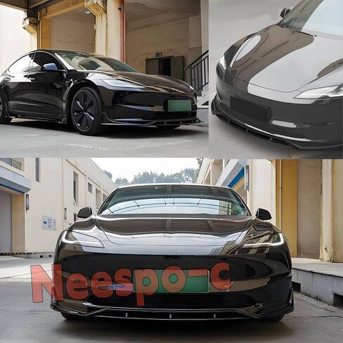 Front Bumper Lip Splitter Spoiler Compatible with Tesla New Model 3 Highland 2024 2025 Gloss Black 4-Pieces Sporty Style Accessories Air Chin Body Kit in Saudi Arabia