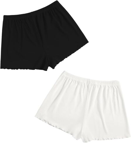 Floerns Women's 2 Pcs Elastic Waist Sleep Bottom Solid Loungewear Pajama Shorts in Saudi Arabia