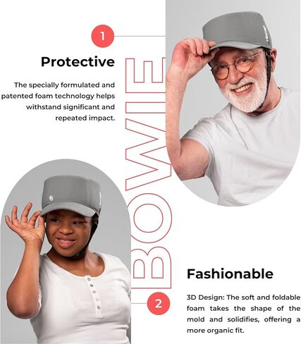 RIBCAP BOWIE CAP مع تقنية النسيج Strecth | رمادي | كبير | غطاء ناعم للصرع والنوبات | خوذة طبية عصرية in Kuwait