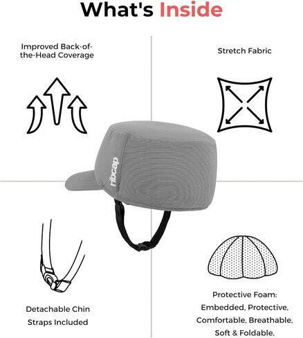 RIBCAP BOWIE CAP مع تقنية النسيج Strecth | رمادي | كبير | غطاء ناعم للصرع والنوبات | خوذة طبية عصرية in Kuwait