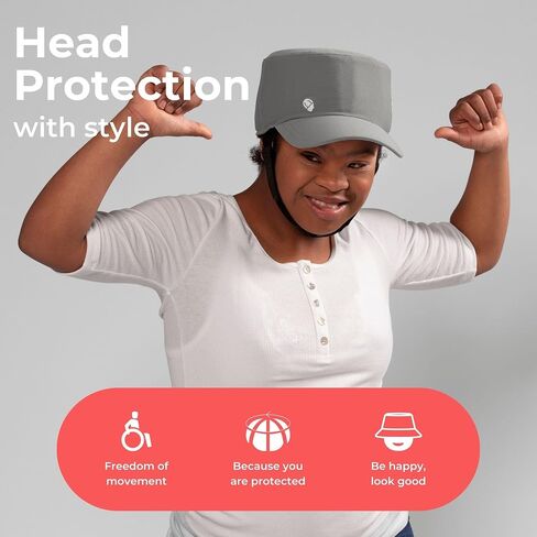 RIBCAP BOWIE CAP مع تقنية النسيج Strecth | رمادي | كبير | غطاء ناعم للصرع والنوبات | خوذة طبية عصرية in Kuwait