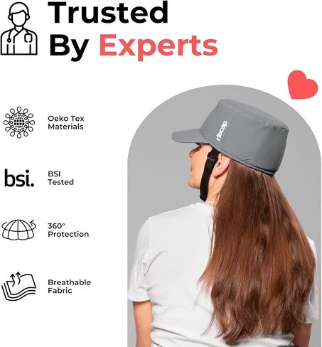 RIBCAP BOWIE CAP مع تقنية النسيج Strecth | رمادي | كبير | غطاء ناعم للصرع والنوبات | خوذة طبية عصرية in Kuwait