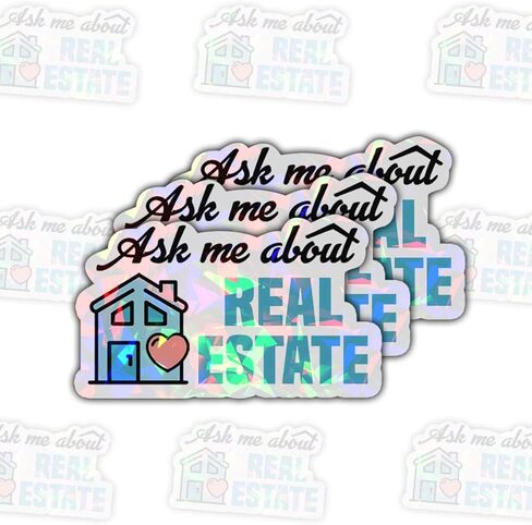 3 Pcs Ask Me About Real Estate Sticker, Real Estate Decal Laptop, Real Estate Computer Decal, Real Estate Laptop Sticker Agent Labor Woker Investor Stickers Laptop Phone Car Helmet 3"x3" (R1) in Kuwait