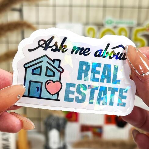 3 Pcs Ask Me About Real Estate Sticker, Real Estate Decal Laptop, Real Estate Computer Decal, Real Estate Laptop Sticker Agent Labor Woker Investor Stickers Laptop Phone Car Helmet 3"x3" (R1) in Kuwait