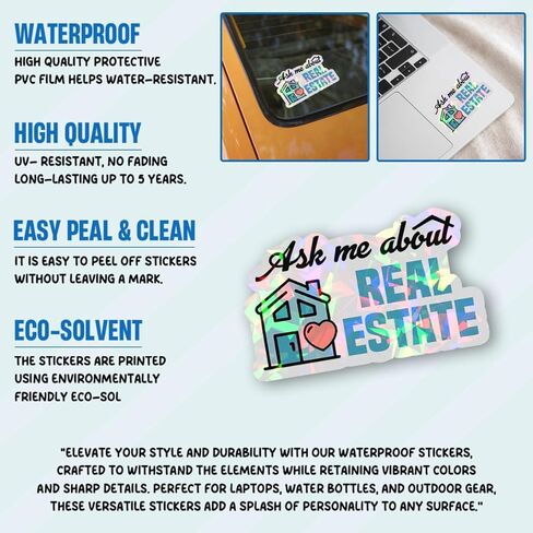 3 Pcs Ask Me About Real Estate Sticker, Real Estate Decal Laptop, Real Estate Computer Decal, Real Estate Laptop Sticker Agent Labor Woker Investor Stickers Laptop Phone Car Helmet 3"x3" (R1) in Kuwait