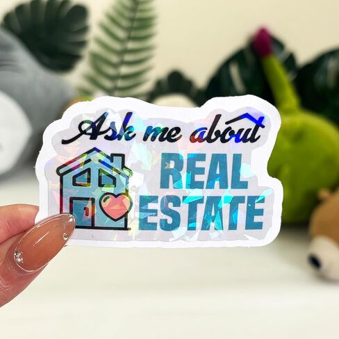 3 Pcs Ask Me About Real Estate Sticker, Real Estate Decal Laptop, Real Estate Computer Decal, Real Estate Laptop Sticker Agent Labor Woker Investor Stickers Laptop Phone Car Helmet 3"x3" (R1) in Kuwait