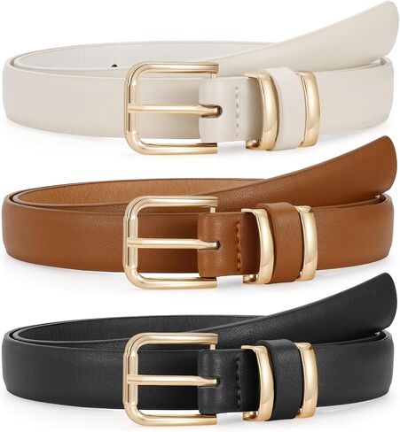 Jasgood 3 Pack Women's Leather Belts for Jeans Dress Bants Bants Leghondy Bants with Gold Buckle in Saudi Arabia