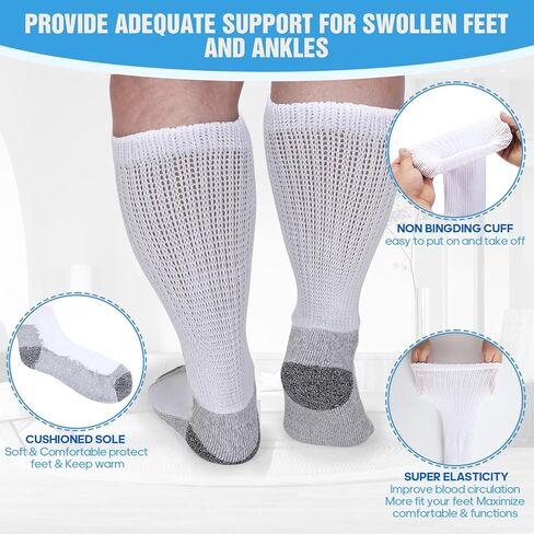 Mens Diabetic Socks Size 10-13, Diabetic Socks for women size 9-11, Comfort Seamless Toe Cushioned Sole in Saudi Arabia