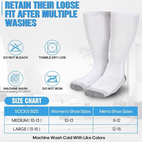 Mens Diabetic Socks Size 10-13, Diabetic Socks for women size 9-11, Comfort Seamless Toe Cushioned Sole in Saudi Arabia
