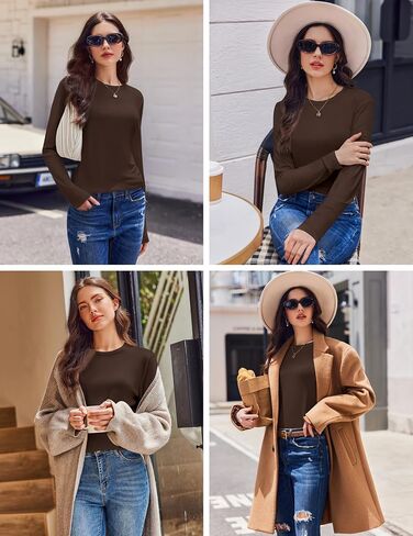 Ekouaer Womens Long Sleeve Shirts 3 Pack Crew Neck Thermal Tops Loose Fit Undershirt Base Layer Trendy Clothes XS-XXL in Saudi Arabia
