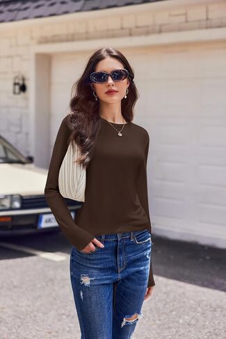Ekouaer Womens Long Sleeve Shirts 3 Pack Crew Neck Thermal Tops Loose Fit Undershirt Base Layer Trendy Clothes XS-XXL in Saudi Arabia