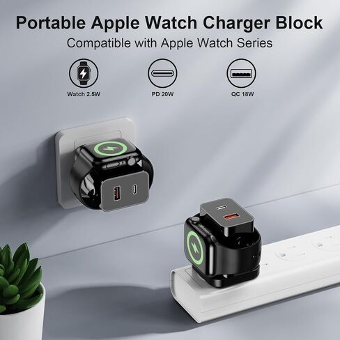 لشاحن Apple Watch ، 3 في 1 20W كتلة شحن سريعة ، كتلة شاحن USB C المحمولة لـ IWatch Series Ultra/9/8/7/6 ، متوافق مع iPhone 16/16 Pro/iPhone 15 ، سلسلة White in Saudi Arabia