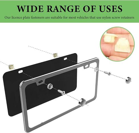 50 PCS NYLON SCREER INSERT ، RETAINER ذاتي التنصت ذاتيًا لتأمين لوحات الترخيص ، مكسرات نايلون مقاومة للصدأ ، مقطع قوسين عالمي لعلامة السيارة الأمامية والخلفية in Saudi Arabia