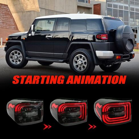 Tail Lights Compatible with Toyota FJ Cruiser 2007-2017 SUV, LED Sequential Turning Rear lights, Start-up Animation Dynamic Tail lamp, Plug Play, Left Right Taillights Assembly Modified Lamp in Saudi Arabia