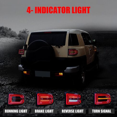 Tail Lights Compatible with Toyota FJ Cruiser 2007-2017 SUV, LED Sequential Turning Rear lights, Start-up Animation Dynamic Tail lamp, Plug Play, Left Right Taillights Assembly Modified Lamp in Saudi Arabia