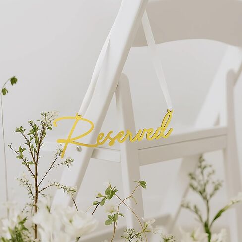 Gold Reserved Seating Signs For Chairs - 6 Pcs Row Reserved Signs For Wedding Chairs, Wood Church Sign For Wedding Ceremony Decoration in Saudi Arabia