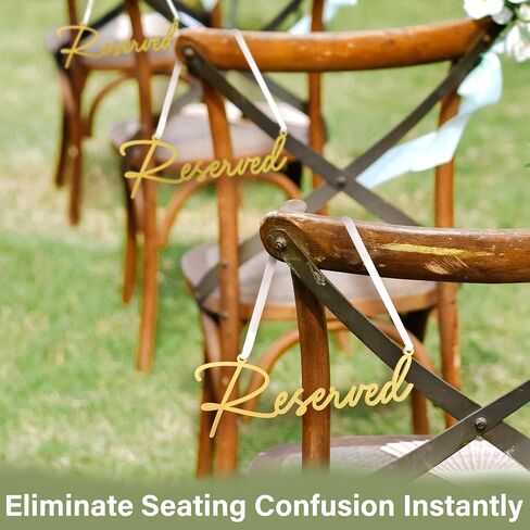 Gold Reserved Seating Signs For Chairs - 6 Pcs Row Reserved Signs For Wedding Chairs, Wood Church Sign For Wedding Ceremony Decoration in Saudi Arabia