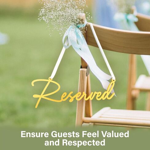 Gold Reserved Seating Signs For Chairs - 6 Pcs Row Reserved Signs For Wedding Chairs, Wood Church Sign For Wedding Ceremony Decoration in Saudi Arabia