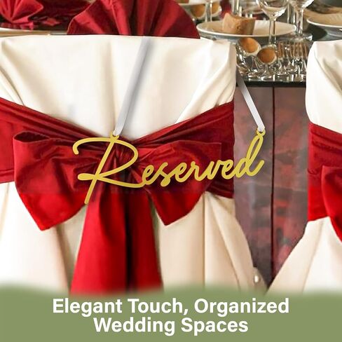 Gold Reserved Seating Signs For Chairs - 6 Pcs Row Reserved Signs For Wedding Chairs, Wood Church Sign For Wedding Ceremony Decoration in Saudi Arabia