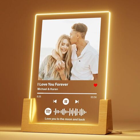 Bemaystar Spotify Plaque Custom Gifts - Acrylic Song Plaque with Picture - Personalized Gifts for Boyfriend Girlfriend Couple - Customized Valentines Day Gifts for Him Her, 7Lx5W in Saudi Arabia