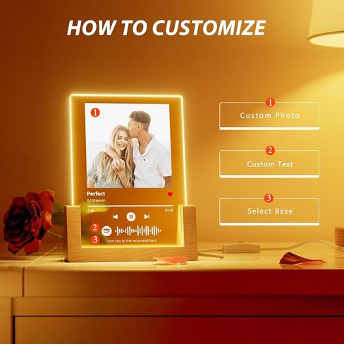 Bemaystar Spotify Plaque Custom Gifts - Acrylic Song Plaque with Picture - Personalized Gifts for Boyfriend Girlfriend Couple - Customized Valentines Day Gifts for Him Her, 7Lx5W in Saudi Arabia
