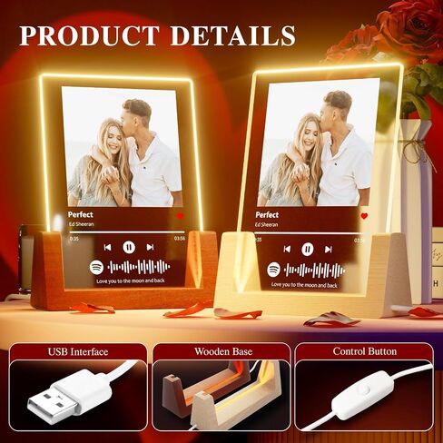 Bemaystar Spotify Plaque Custom Gifts - Acrylic Song Plaque with Picture - Personalized Gifts for Boyfriend Girlfriend Couple - Customized Valentines Day Gifts for Him Her, 7Lx5W in Saudi Arabia