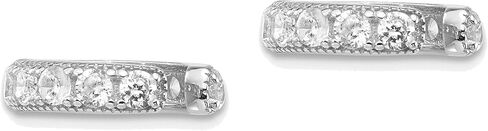 Sterling Silver Rhodium-plated Polished CZ Pair of Cuff Earrings Handcrafted in Kuwait